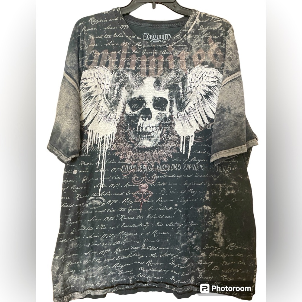 Echo Unltd MMA  Black Scull with Wings Shirt size 2X